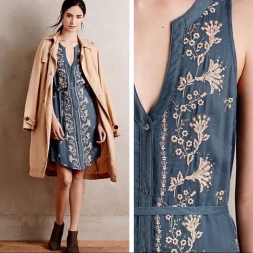 ANTHROPOLOGIE “Tiny Petites” Embroidered Dress